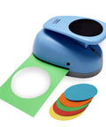 Two And A Half Inch Circle Hole Punch Cutter For Paper Crafts Cardstock Gift Wrapping And Scrapbooking in blue with punched paper circles