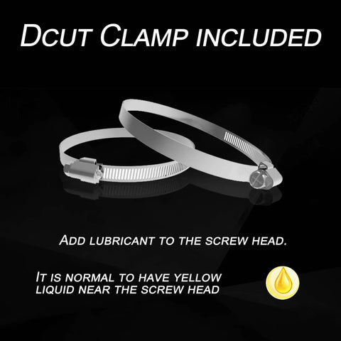 4 Inch Dryer Vent Hose 8 Foot Flexible Insulated Ducting With Aluminum Foil PVC Layer 360 Degree Flex For HVAC Venting White Includes 2 Clamps Easy Install No Fuss, showing included metal clamp accessory.