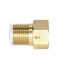 Side view of Two Pack Brass One Way Check Valve One Half Inch Female To One Half Inch Male Thread Backflow Preventer for gas and liquids.