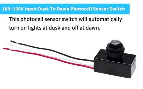 Dusk To Dawn Photocell Sensor Switch For Outdoor Lighting With Waterproof Case 105 To 130 Volt Input Auto On At Dusk No Fuss Auto Off At Dawn
