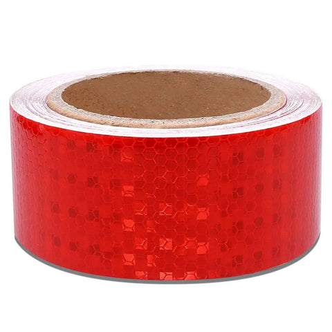 Hella Bright Two Inch By Thirty Foot Red Reflective Safety Tape For Trailers Cars And Trucks Heavy Duty Hazard Warning Adhesive Roll Featuring Ultra Reflective Prismatic Design