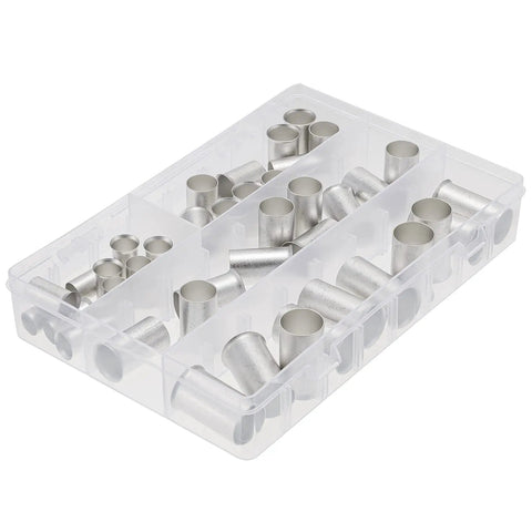 40 Piece Tin Plated Copper Wire Ferrules For One Aught To Four Aught Gauge Cables Non Insulated Crimp Terminals Assortment Kit in case
