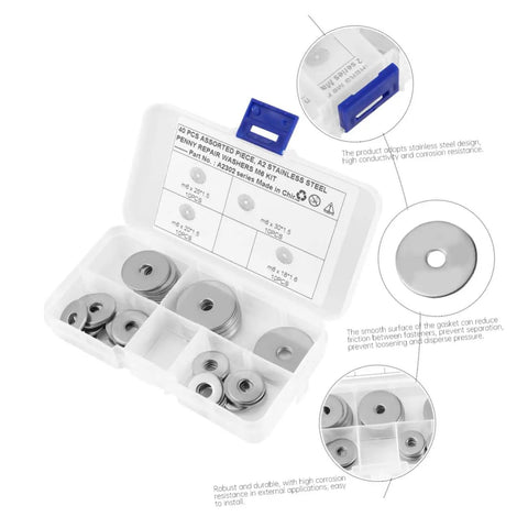 Stainless Steel Flat Washers 40 Pcs Ultrathin Shim Set Penny Style Gasket Kit For Fasteners Prevent Loosening And Spacing Corrosion Resistant Built Tough Hardware in organizer box