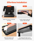 Total Game Changer Hella Smooth Slide Out Under Desk Drawer For Sit Stand Workstation Attachable Steel Storage Bin For Hidden Office Supplies Organizer Black installation steps with assembly process.