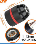 Close-up of Keyless Drill Chuck Set Heavy Duty Pro Grade One Half Inch 20UNF with size dimensions and specifications visible.