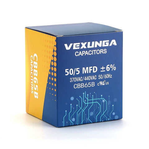 Product packaging for Dual Run Start Capacitor Fifty Plus Five Microfarad 370 440 Volt CBB65 For Air Conditioners