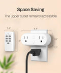 Dual Independent Socket Wireless Remote Outlet With 2 Switches, Space Saving Plug In Design, control devices, 15A/1875W, wall view