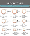 Copper Crush O Ring Washers Set 200 Pcs Metric M5 M6 M8 M10 M12 M14 sizes shown with dimensions and quantities