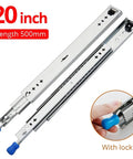 Heavy Duty Full Extension Drawer Slide With Lock Ball Bearing, Three-Fold Full Extension Glide, 20 Inch Length, 53mm Rails
