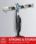 Two Pack Wall Mounted Broom And Mop Holder Set Stainless Steel Stick On Heavy Duty Hooks Storage Organizer with vacuum holder