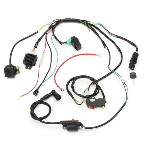 Electric Start Engine Wiring Harness Kit With CDI Coil Loom For 50cc 70cc 90cc 110cc 125cc Quad Dirt Bike ATV Go Kart Dune Buggy Replacement Wiring For Quick Install And Reliable Performance On Off Road Rides