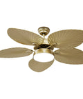 Tropical Ceiling Fan With Light And Remote 52 Inch Palm Leaf Blades Indoor Outdoor Gold Finish