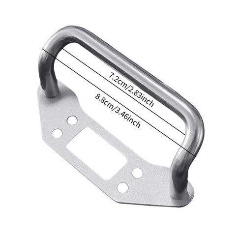 Longboard Carrying Handle Replacement For Electric Boards, Tough As Nails Stainless Steel Build, size dimensions labeled