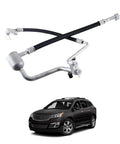 Premier Auto Parts AC Suction And Discharge Line Hose Assembly Hella for Buick Enclave Chevy Traverse GMC Acadia 3.6L V6 with SUV background.