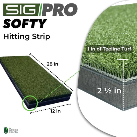 Replaceable Indoor Golf Hitting Strip Kit with Dope Real Fairway Feel featuring Teeline Turf, dimensions 28x12x2.5 in