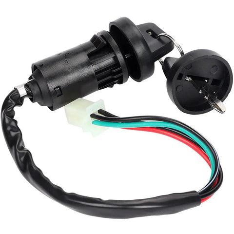 Replacement Ignition Key Switch With Cap For 50cc To 250cc ATV Dirt Bike And Electric Scooter Includes 2 Keys, Easy Install, Rugged Lock Cylinder, Fits Most Small To Mid Size Displacement Models, Ready To Roll. 4-wire switch with cap and keys