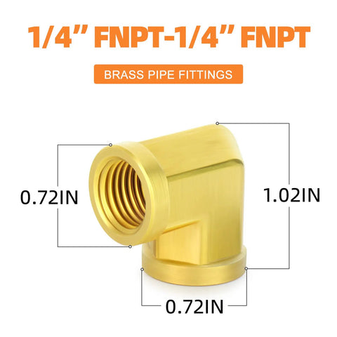 Five Piece 90 Degree Brass Pipe Elbow Fitting With Two One Quarter Inch NPT Female Ends Barstock Street Elbow dimensions