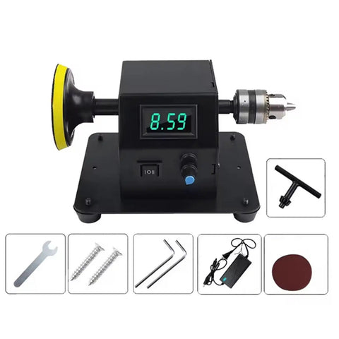 Knockout Mini Bench Grinder With A Legit 300 Watt Copper Motor, digital display, tools and attachments included.