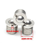 Heavy Duty 304 Stainless Steel Flanged Spring Ball Plunger With Badass Grip Press In Bead Wave Screw For M5 Hardware, close-up view.