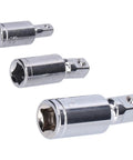 Heavy Duty 3-Piece Universal Joint Socket Adapter Kit For Ratchet Wrenches Made From Heat-Treated Chrome Vanadium Steel With 360 Degree Swivel Action And Impact Proof Design Perfect For Home Garage Auto Repair Jobs, chrome adapters
