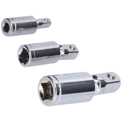 Heavy Duty 3-Piece Universal Joint Socket Adapter Kit For Ratchet Wrenches Made From Heat-Treated Chrome Vanadium Steel With 360 Degree Swivel Action And Impact Proof Design Perfect For Home Garage Auto Repair Jobs, chrome adapters