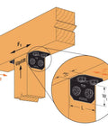 Illustration of Avant Collection ZMAX Black Powder Coated 90 Degree Angle Bracket for 6X Outdoor Accents attached to beams