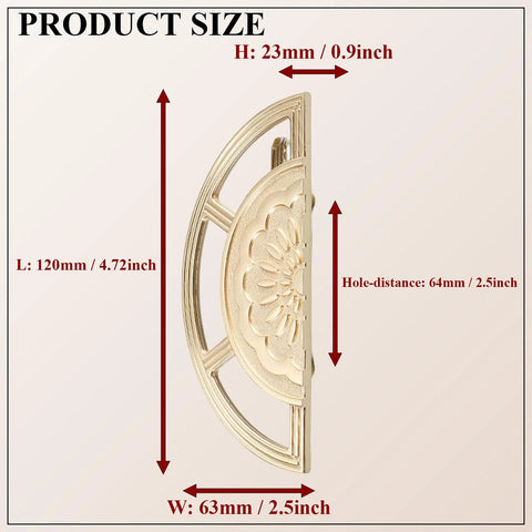 Side view of Two Pack Brushed Gold Zinc Alloy Cabinet Pulls Semi Circular Dresser Pulls For Drawers Cabinets And Doors