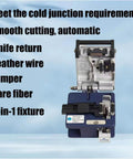 Pro Grade 3 In One Fiber Optic Tool Kit With Cold Welding Cleaver Three Port Stripper And FTTH Pliers In Durable Tool Bag displayed