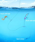 Catfish Fishing Leader High Low Rig With Double Drop Wire Leader And Snap Swivel Stainless Steel, hooks and bait underwater
