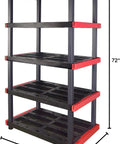 Front view of Five Tier Heavy Duty Storage Rack That Is Tough As Nails With 200 Lb Shelf Capacity, Weather Resistant Shelving Unit, 72"x40"x24"
