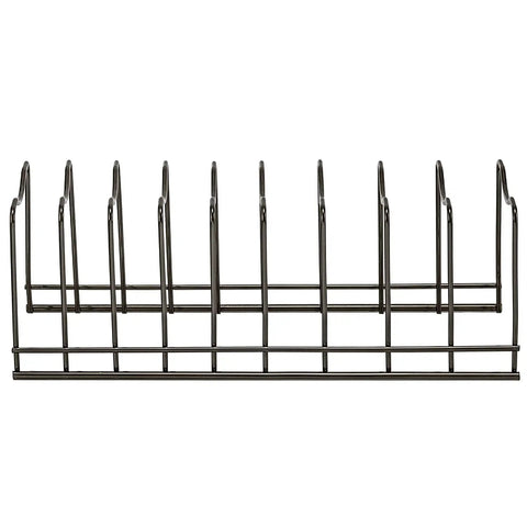 Super Sturdy Stainless Steel Pot Lid Organizer And Cutting Board Rack, 12.6x5.5x4.5in, holds kitchen lids and pans upright.