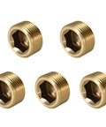 Three Fourths Inch NPT Brass Pipe Plug With Counter Sunk Internal Hex Head Male Thread Pack Of 5 for fluids