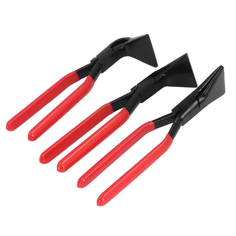 Beefy Heavy Duty Metal Bending Pliers Hand Seamer With Three Jaw Sizes for precise bending and flattening of sheet metal, red handles