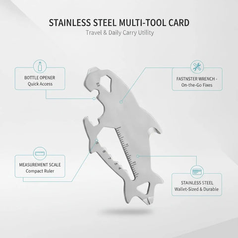 Wallet Sized Stainless Steel Multi Tool Card With Utility Slot And Ruler For Travel And Daily Carry Everyday EDC Gear For Caps Opener And Fastener Adjustments.