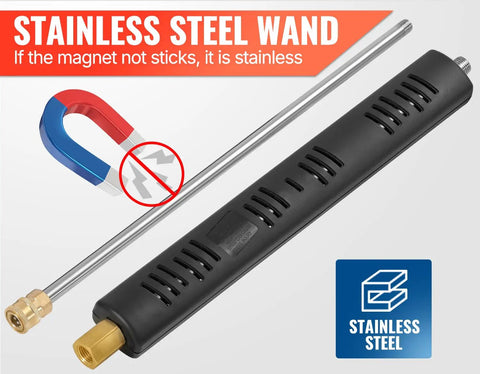 360 Degree Swivel Pressure Washer Gun Wand With Three Eighths Plug And M22 Coupler Stainless Steel Extension Lance Replacement