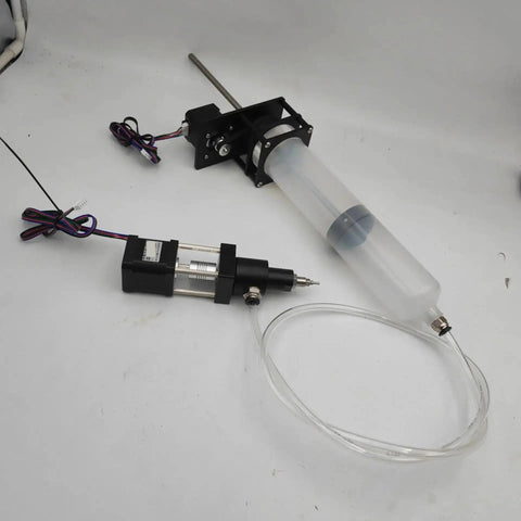 Solid Ceramic Clay Extruder Kit for Ender and CR10 3D Printers with clear feeder and syringe for paste printing.