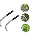 2 Pack Folding Japanese Scythe Knife Garden Tool With Long Handle For Sickle, images of reaping in garden, rustproof blades