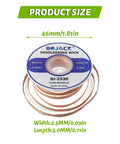 Desoldering Braided Wire 2.5mm x 3m Copper Tin No Clean Solder Wick coil with dimensions and label details.