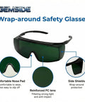 Lightweight IR5.0 Welding Sunglasses Featuring A Snug Wrap-Around Fit For Kickass Eye Protection During Hardcore Shop Jobs And Weekend Garage Builds With Zero Sweat Interference, showing comfortable nose pad and reinforced lens.