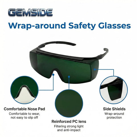 Lightweight IR5.0 Welding Sunglasses Featuring A Snug Wrap-Around Fit For Kickass Eye Protection During Hardcore Shop Jobs And Weekend Garage Builds With Zero Sweat Interference, showing comfortable nose pad and reinforced lens.