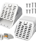 Heavy Duty Gutter Downspout Extension And Type A Diverter Kit Featuring Removable Leaf Guard Plus Splash Shield Outlet Filter With No Sweat Installation And Drainage That Works Like A Charm On 2X3 And 3X4 Downspouts White Two Pack showing two diverter units with mesh guards and slip-on adapter
