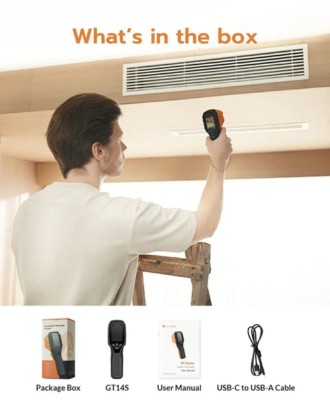 Man using Ultra Light Thermal Imaging Camera With Thermometer Mode For HVAC And Electrical Inspections Real Time Live Tracking