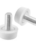 Close-up of 24 Pack Adjustable Furniture Levelers M6x15mm For Tables Chairs Cabinets White Screw On Glide Feet For Furniture Legs