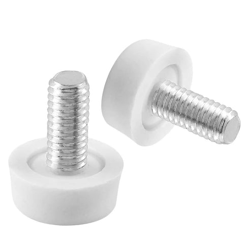Close-up of 24 Pack Adjustable Furniture Levelers M6x15mm For Tables Chairs Cabinets White Screw On Glide Feet For Furniture Legs