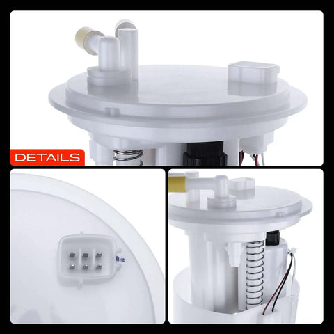 Electric Fuel Pump Assembly Compatible With Subaru Forester 2009 Through 2010 Ej255 Naturally Aspirated Engine Replacement top view and connector details.
