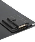 Close-up of USB port on 6V 10W Monocrystalline Solar Panel Charger With 1700mAh Output Portable USB Power Bank IP65 Weatherproof Outdoor Ready