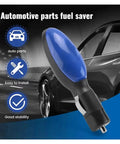 Universal Car Fuel Saver Kit With Easy Mount, Gas Mileage Boost, Lightweight Design, shown next to a car, highlighting easy installation.