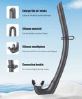 Foldable Silicone Snorkel For Adults With A Wide Tube For Effortless Breathing Anti Drop Design shown with features