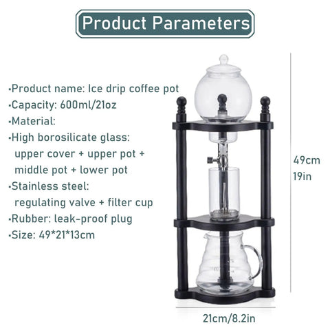 Craft Your Perfect Chilled Cup With This Sleek Glass Cold Brew Drip Tower Featuring Precision Flow Valves And A Solid Wood Base
