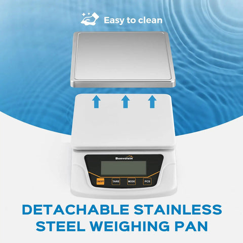 Pro Grade High Precision 6000G Digital Lab Scale With 0.1G Readability And 0.3G Tolerance featuring detachable stainless steel pan